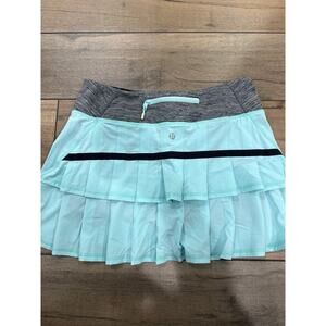 Lululemon Pace Setter Skirt Aquamarine Heathered Black Running Tennis Size 4